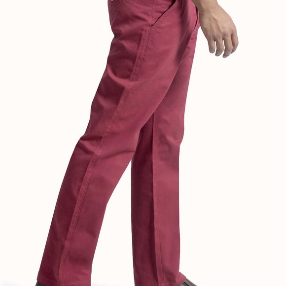 OLGYN Men’s Flat Front Burgundy Chino Pant - Picture 3 of 4